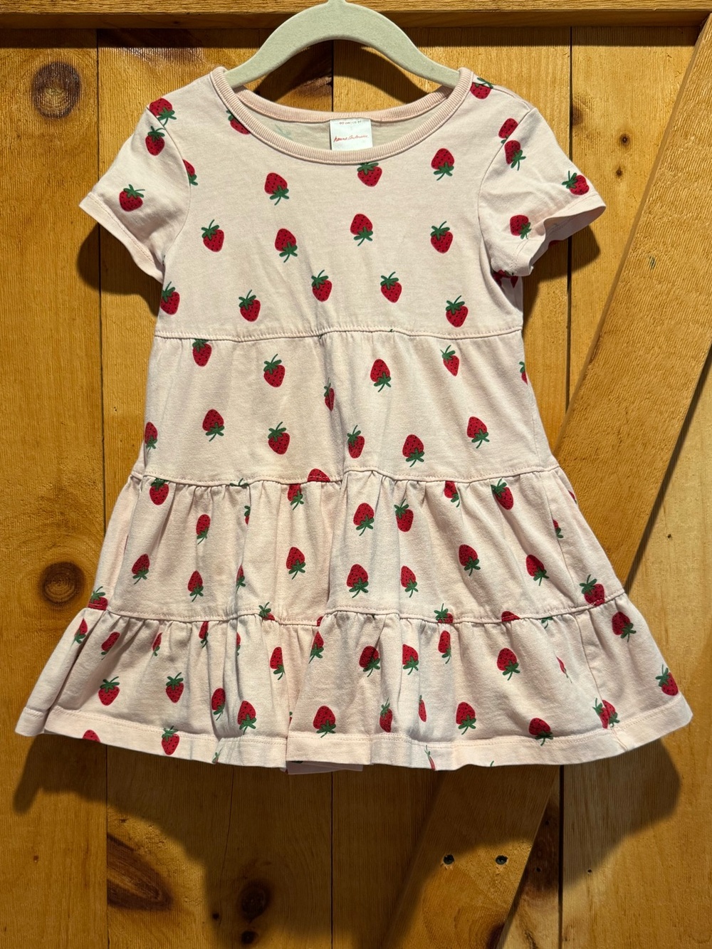 Girls Hanna Andersson Pink Strawberry Tiered Cotton Dress, 3T